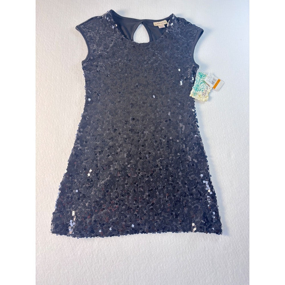 Belle du Jour Womens Black Sequin Keyhole Back Shift Dress Small NWT 39815351
